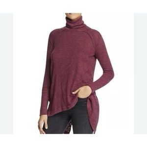 We The Free Top Women Sz XS Red Turtle Neck Thermal Boho Long Sleeve